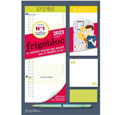 Mini Frigobloc Mensuel 2023 - Calendrier d'organisation familiale / mois (de sept. 2022 à août 2023)