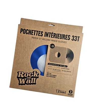 Lot de 25 pochettes intérieures papier bleu doublé Trou Central 33T
