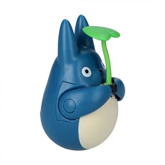 Figurine Mon voisin Totoro Ghibili Culbuto Totoro Bleu avec feuille