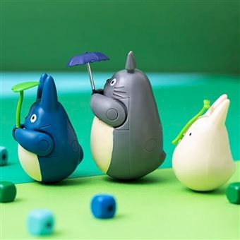 Figurine Mon voisin Totoro Ghibili Culbuto Totoro Bleu avec feuille