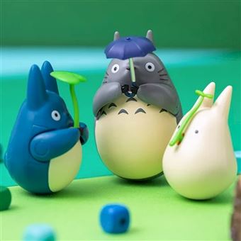 Figurine Mon voisin Totoro Ghibili Culbuto Totoro Bleu avec feuille