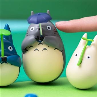Figurine Mon voisin Totoro Ghibili Culbuto Totoro Bleu avec feuille