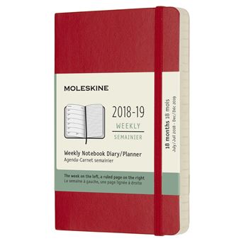 Agenda 18 Mois Semainier 2018 - 19 Poche Rouge Souple - 1
