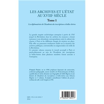 Les archives et l'Etat au XVIIIe siècle