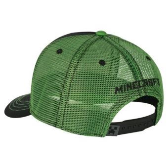 Casquette Minecraft Creeper Officielle - Taille Réglable Snapback, Visière Verte Pixelisée, Pour Enfants Fans