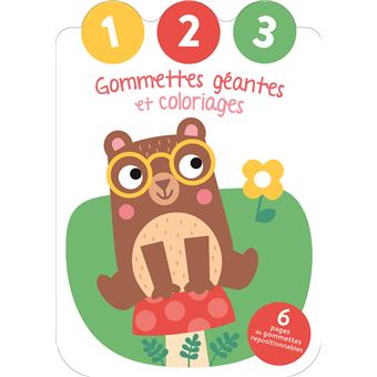 L'ours - Gommettes géantes et coloriages