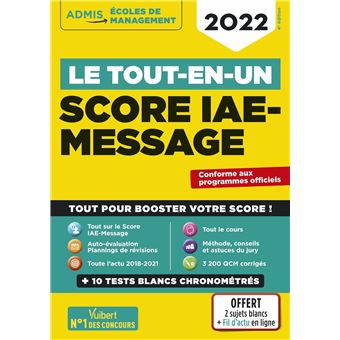 Le tout-en-un Score IAE-MESSAGE - 12 tests blancs - Fil d'actu offert