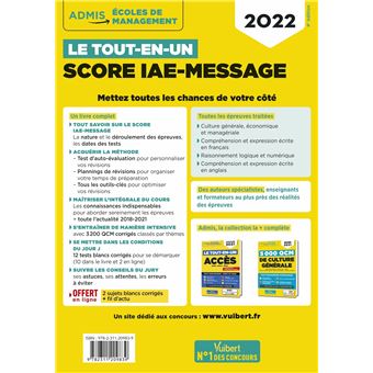 Le tout-en-un Score IAE-MESSAGE - 12 tests blancs - Fil d'actu offert