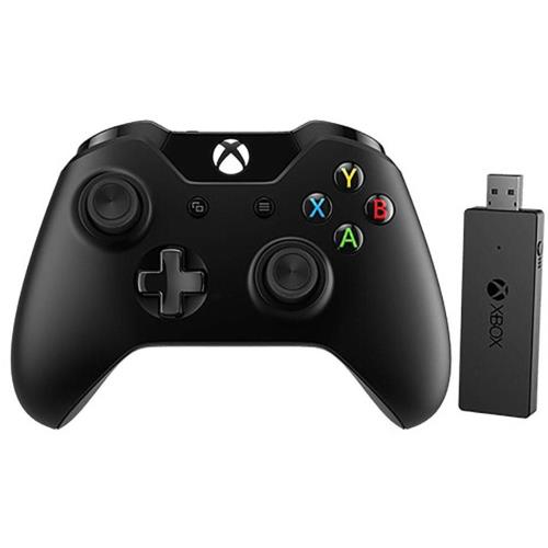 Manette Xbox One Microsoft Noire + Adaptateur sans fil