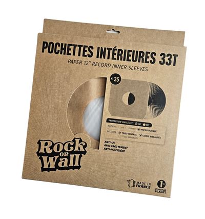 Lot de 25 pochettes intérieures Kraft doublé Trou Central 33T