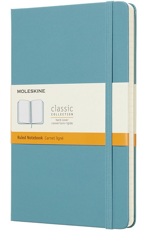 Carnet ligné Moleskine Grand format rigide Bleu lagon