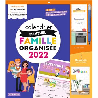 Grand calendrier mensuel famille organisée 2022 - broché - Collectif -  Achat Livre