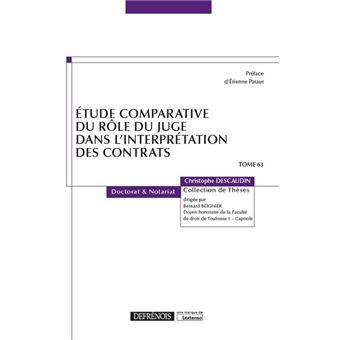 Etude comparative du role du juge dans l interpretation des contrats