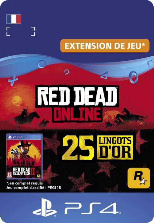Pochette avant du jeu Code de téléchargement Red Dead Online 25 Lingots d'Or PS4