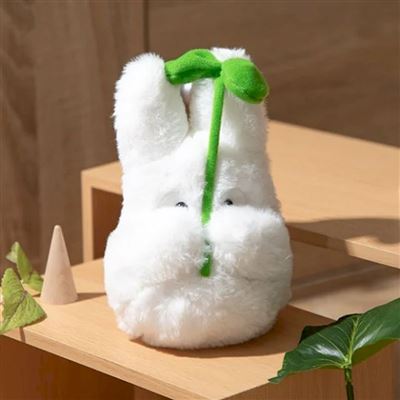 Peluche Mon voisin Totoro Ghibli : Nakayoshi Totoro Blanc avec feuille