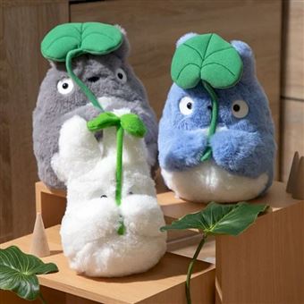Peluche Mon voisin Totoro Ghibili : Nakayoshi Totoro Blanc avec feuille