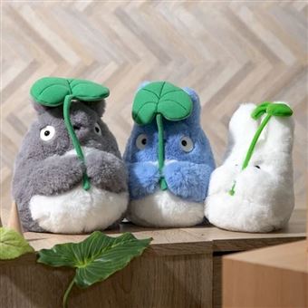Peluche Mon voisin Totoro Ghibili : Nakayoshi Totoro Blanc avec feuille
