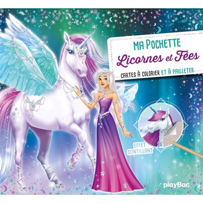 Ma pochette Licornes et fées - Cartes à pailleter et à colorier -  Ad'lynh - broché