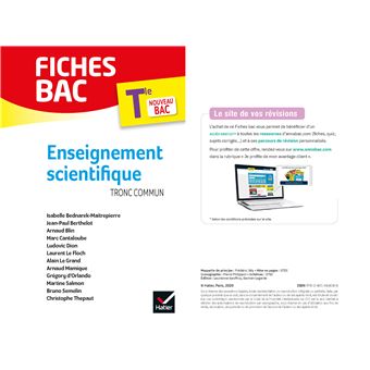 Fiches bac Enseignement scientifique Tle - Bac 2024