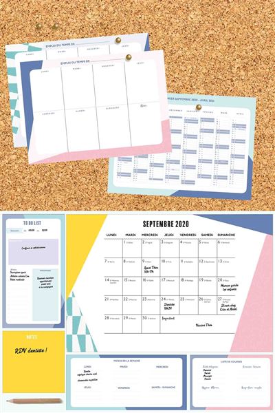 TBF- Tableau de bord familial - Calendrier 16 mois - Septembre 2020 / Décembre 2021