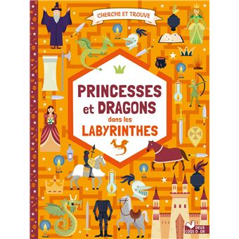 Cherche et trouve princesses et dragons  dans les labyrinthes