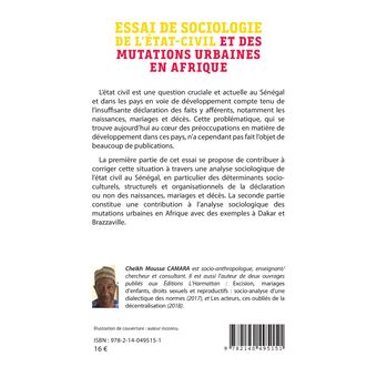 Essai de sociologie de l'état civil et des mutations urbaines en Afrique