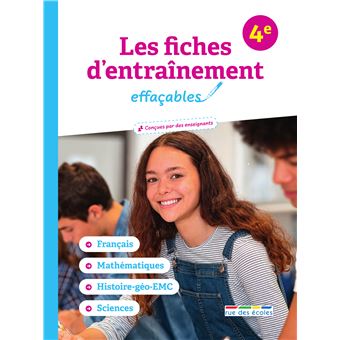 Les fiches d'entraînement effaçables 4e