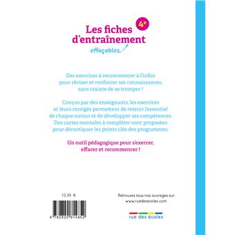 Les fiches d'entraînement effaçables 4e