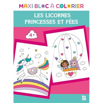 Maxi bloc à colorier - Princesses et fées + Licornes