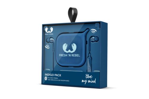 Fresh 'n Rebel Gift Pack IV Draagbare Luidspreker Pebble + Vibe Bluetooth Oortelefoons Indigo