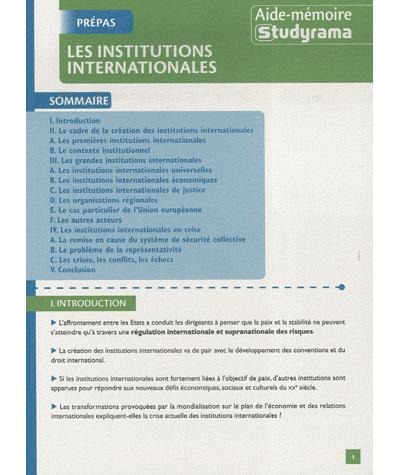 Les institutions internationales