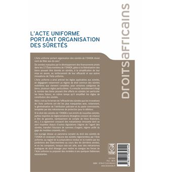 L'Acte uniforme portant organisation des sûretés