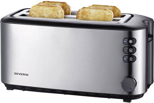 Severin Inox At 2509 - Grille-Pain - 4 Tranche - 2 Emplacements - Noir/ Brossé