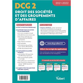 DCG 2 - Droit des sociétés et des groupements d'affaires : Manuel et Applications 2021-2022