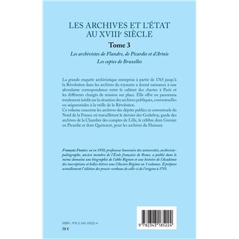 Les archives et l'Etat au XVIIIe siècle