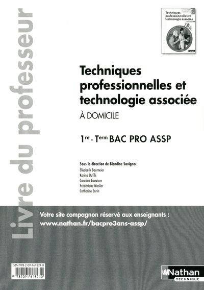 Techn. professionnelles techno. associée - 1re /Term BPro ASSP Domicile - Livre du professeur - Blandine Savignac - broché
