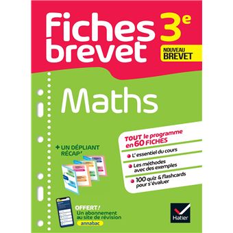 Fiches brevet Maths 3e Fiches de révision pour le nouveau brevet