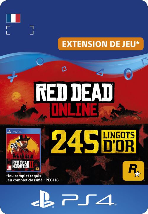 Pochette avant du jeu Code de téléchargement Red Dead Online 245 Lingots d'Or PS4