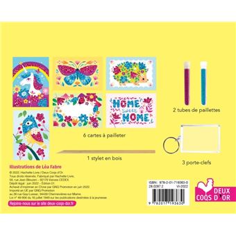 3 porte-clefs à pailleter - mini boîte avec accessoires
