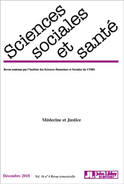 Revue Sciences Sociales et Santé - Décembre 2018 - Vol. 36