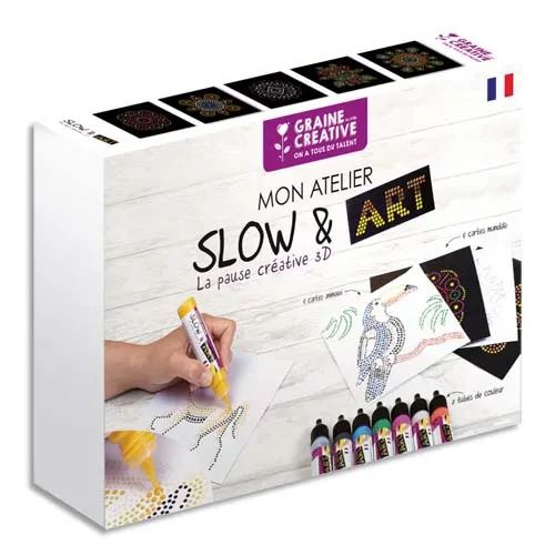 Coffret Mon Atelier Slow & Art /8 Crayons + 10 Cartes 350g/m2