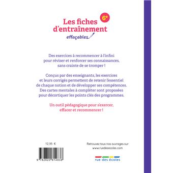 Les fiches d'entraînement effaçables 6e