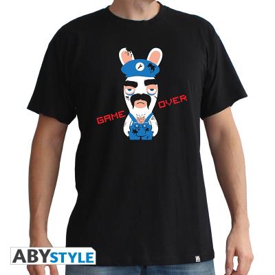 T-Shirt Lapins Crétins Game Over Homme Taille XXL Noir