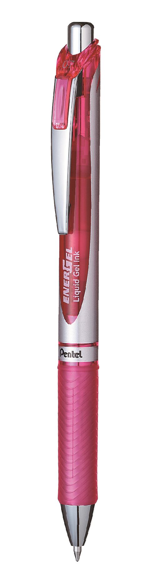 Stylo roller encre gel r&eacute;tractable Pentel Energel 0,77mm Rose