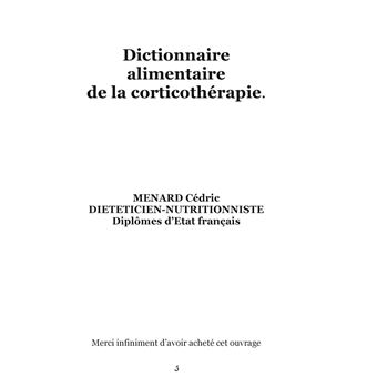 Dictionnaire alimentaire de la corticothérapie