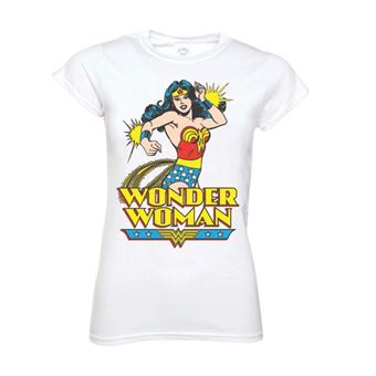 T-Shirt DC Comics Wonder Woman Cartoon Blanc