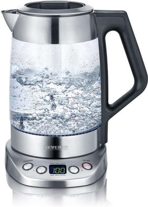 SEVERIN WK 3479 Deluxe - Theeapparaat/ketel - 1.7 liter - 3 kW - glass/brushed stainless steel/black