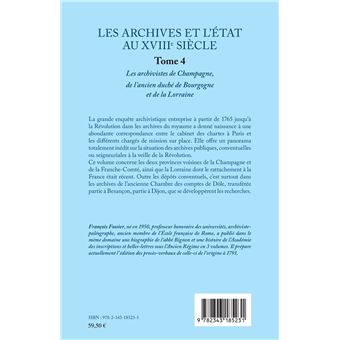 Les archives et l'Etat au XVIIIe siècle