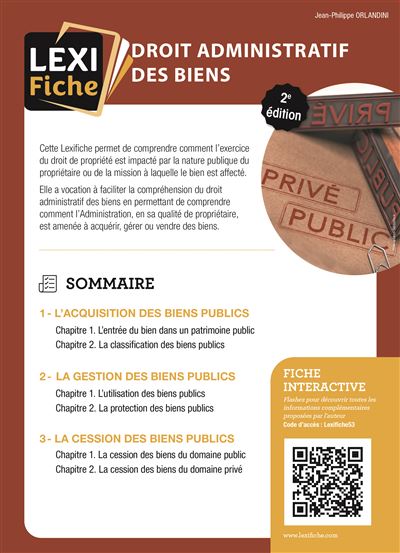 Droit administratif des biens - JEAN-PHILIPPE ORLANDINI - broché