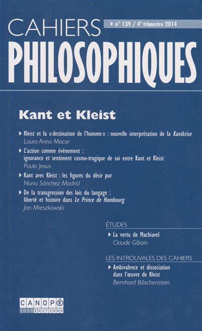 Cahiers philosophiques,139:kant et kleist